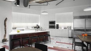 Corporate Interior Design Hedge Fund Breakroom Black Red White
