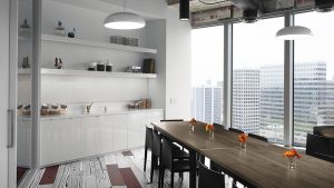 Corporate Interior Design Hedge Fund Breakroom Seating Natural Light