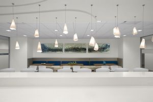 NEWFIELD EXPLORATION Corporate Interior Design Breakroom Feature Pendant Lighting