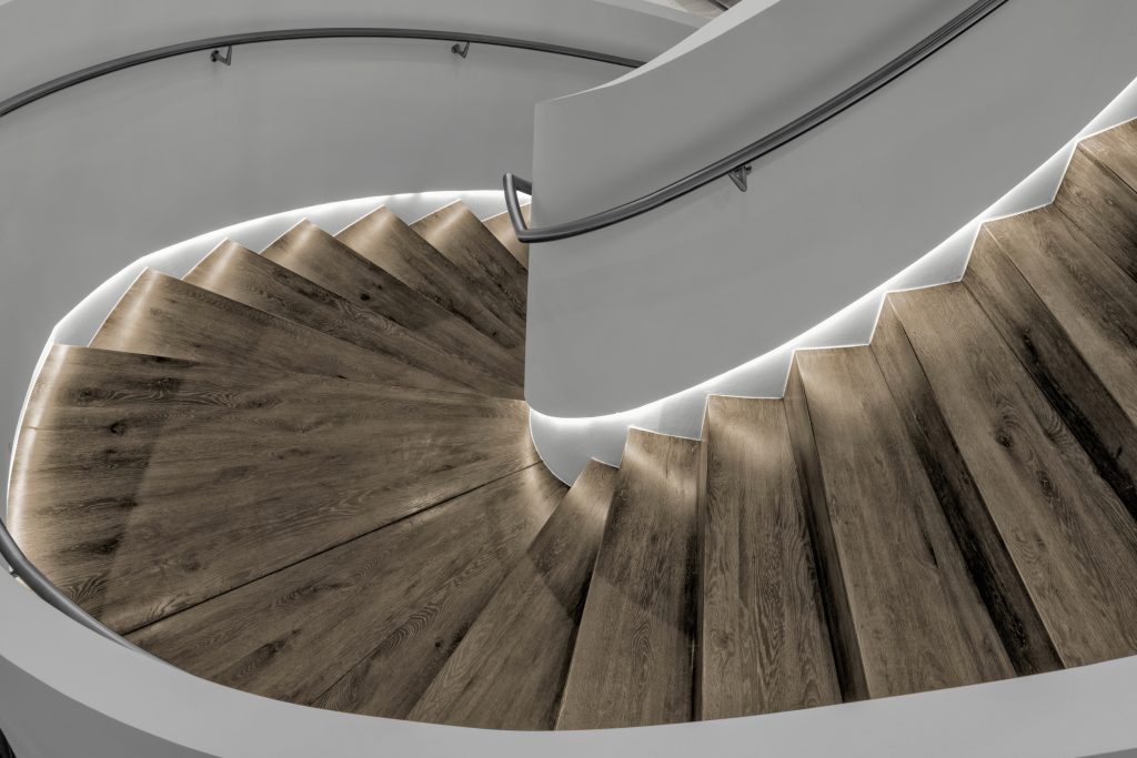 MUSKET HOUSTON Corporate Interior Curved Stairwell