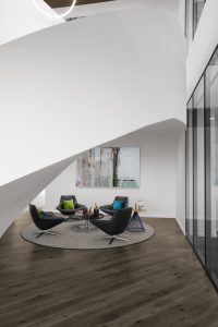 Corporate Interior Design Musket Corporation Houston Stairwell Seating Area Lobby