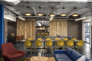 THE CANNON HOUSTON Corporate Interior Design Breakout Space Dividing Barn Doors