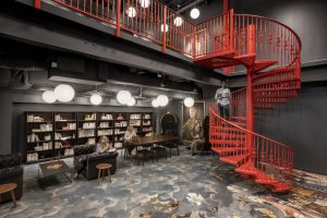 Corporate Interior Design Spiral Staircase to Library The Cannon Houston