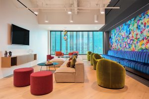 Corporate Interior Design Nova Chemicals Houston Informal Lounge Seating Colorful Breakout