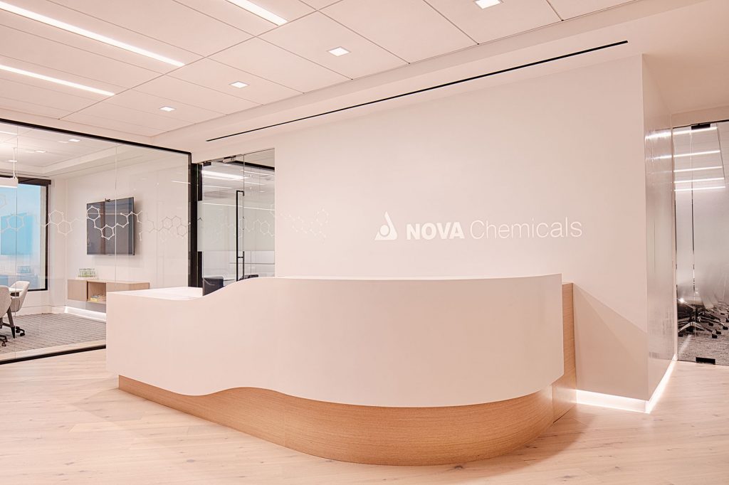 NOVA CHEMICALS HOUSTON Corporate Interior Design White Reception