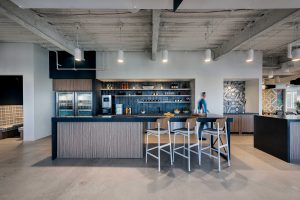 Corporate Interior Design Breakroom Backsplash XACTLY CORP DENVER