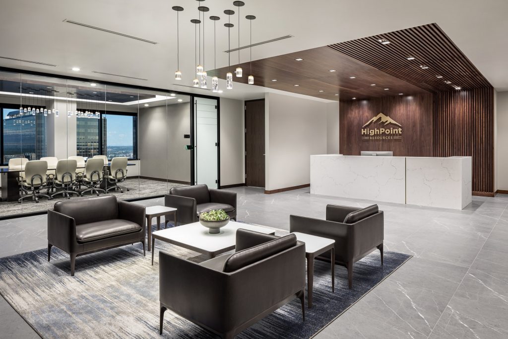 HIGHPOINT RESOURCES DENVER Corporate Interior Design Entrance Lobby