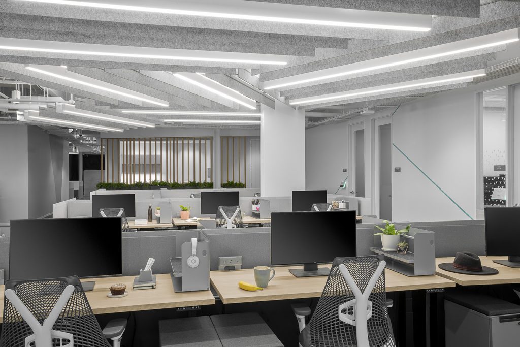 tech corporate office open workspace