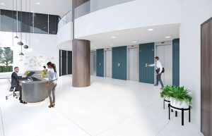 Woodway tower lobby renovation elevator lobby