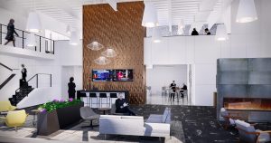 410 17th Corporate Interior Design Club Lounge Rendering