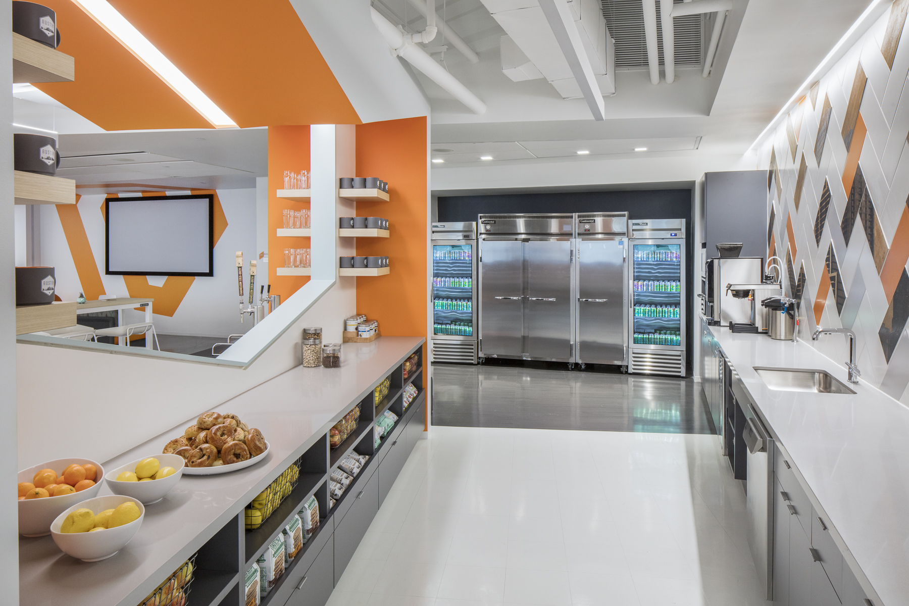 Corporate Technology Interior Design Magento Austin Breakroom Snack Bar Refrgerator Bank