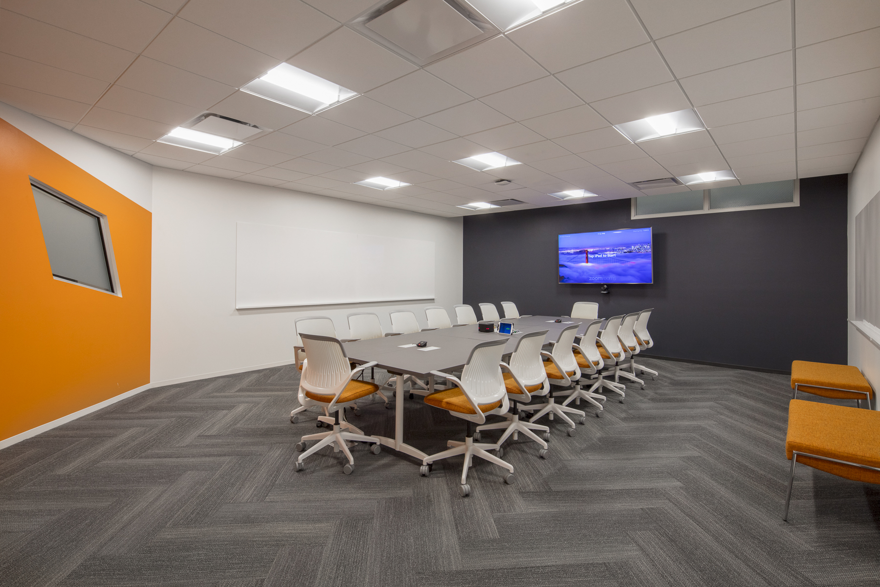 Corporate Technology Interior Design Magento Austin Conference Room Orange Gray