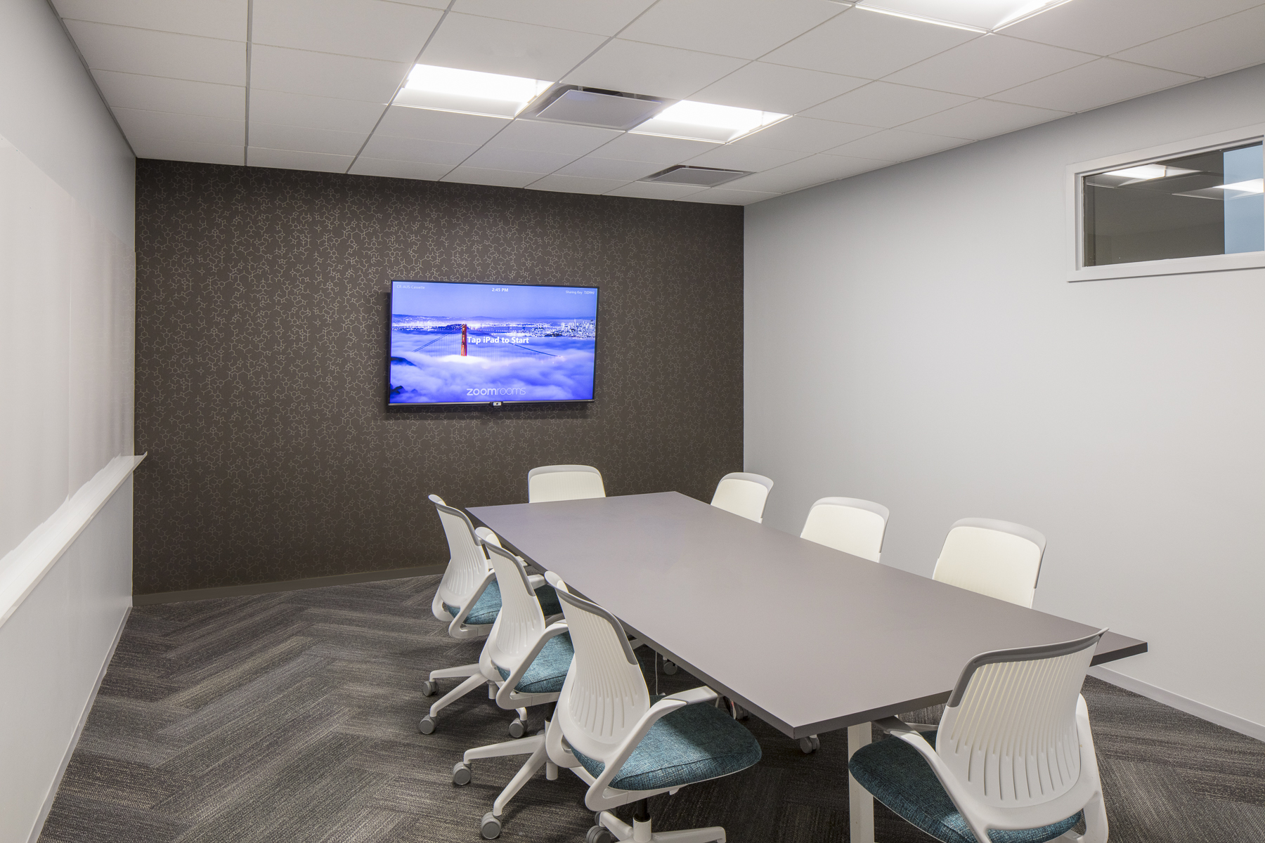 Corporate Technology Interior Design Magento Austin Small Meeting Room Chevron Floor Planks