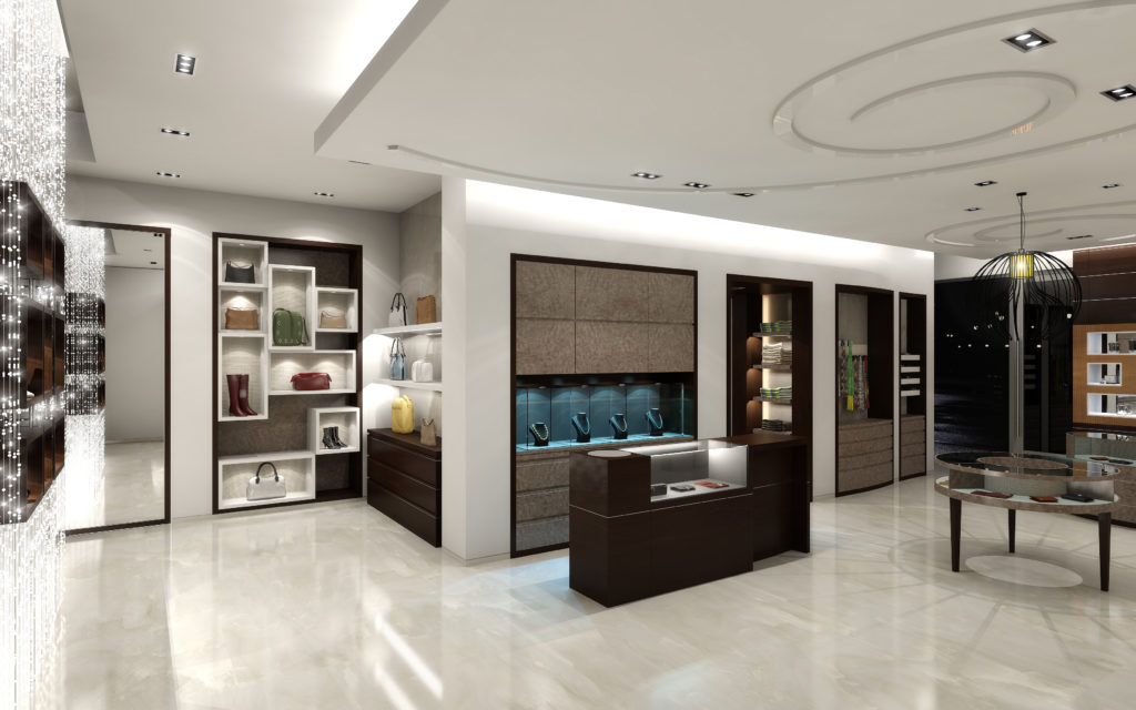 Uptown Houston Boutique – slim custom light fixture