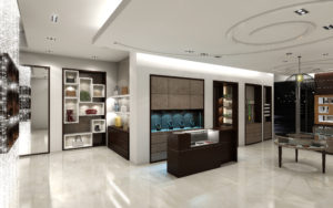 Uptown Houston Boutique - slim custom light fixture