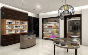 Uptown Houston Boutique - slim custom light fixtures